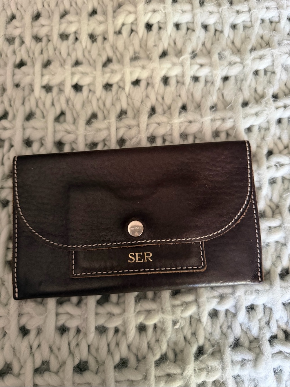 Brown Leather Envelope Wallet Clutch